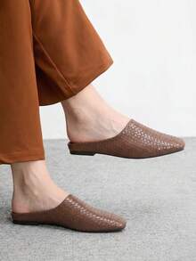 CUCCOO BIZCHIC 新款咖啡棕色方頭平底休閒女鞋 時尚舒適百搭平底鞋 - 咖啡棕1 - 查看 3