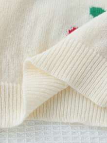 青少年女孩灰色刺繡圓領套頭毛衣與百褶裙針織套裝，柔軟舒適，適合日常穿著、外出、旅行、度假與居家 - 紅色 - 查看 7