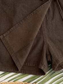 Soleia Women's Denim Shorts Casual Vacation Matching Shorts Blue - Brown - View 10