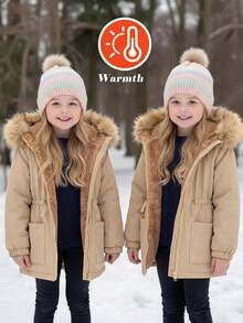 Emery Rose Kids Emery Rose Kids 女童純色抓絨內裡休閒夾克 秋冬女童外套 - 卡其色 - 查看 2