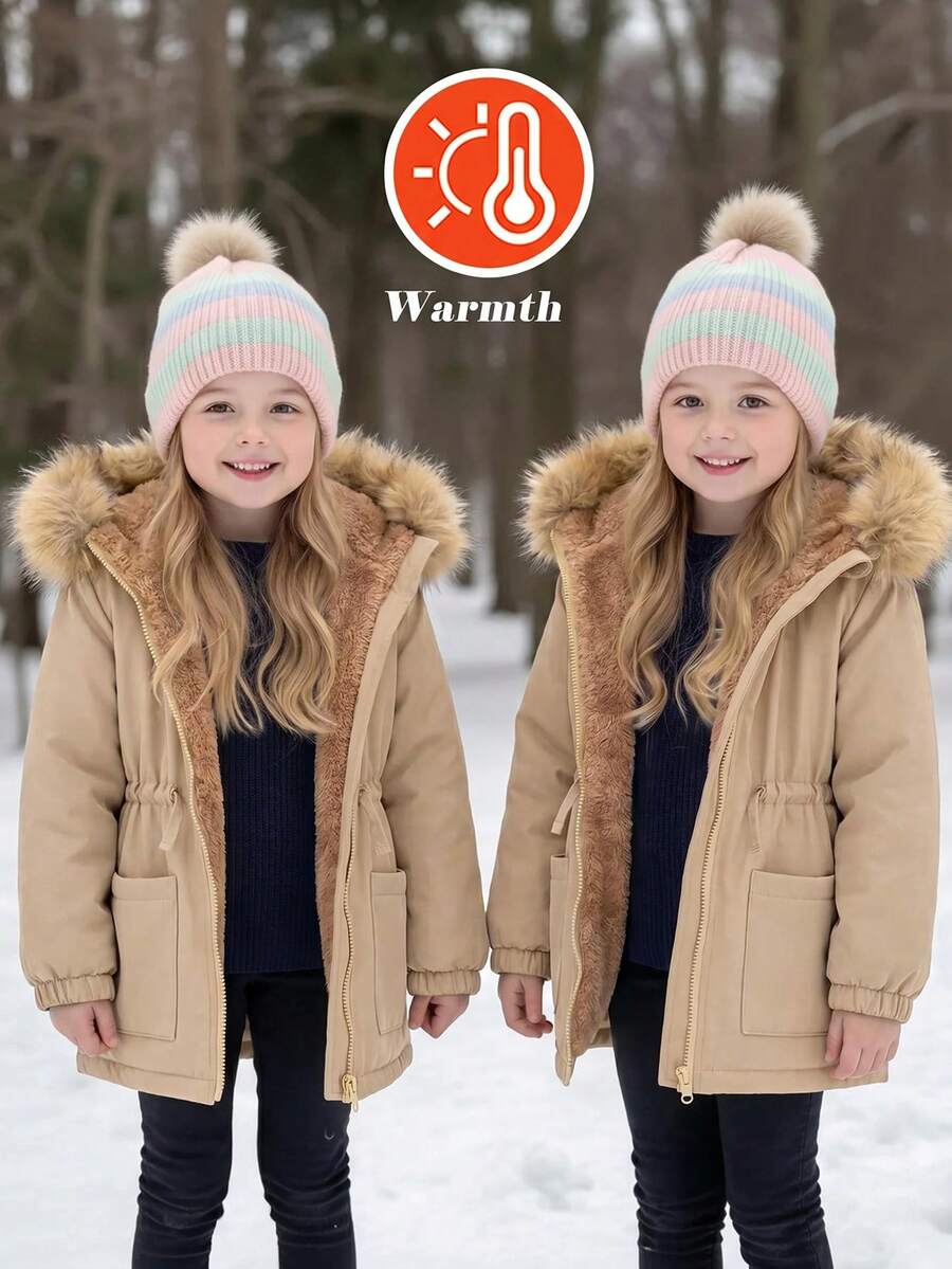 Emery Rose Kids Emery Rose Kids 女童純色抓絨內裡休閒夾克 秋冬女童外套