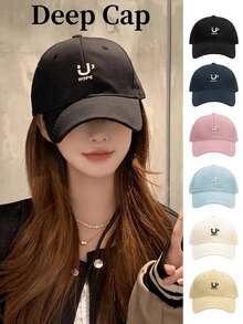 Topi kasual pelindung UV, potongan rendah, sempurna untuk musim panas, topi golf pria dan wanita. Tersedia dalam berbagai ukuran, topi katun ini menawarkan perlindungan UV dan efek melangsingkan. - Hitam - View 1