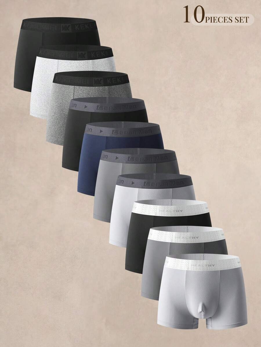 EverLounge Men's Contrast Color Comfortable Boxer Briefs (10-Pack) - Multicolor - View 1