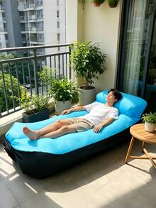 2Pcs Inflatable Lounge Air Sofa Bed, Includes 1 Sofa & Storage Bag, Leak Resistant Inflatable Couch For Camping, Home Movie Night, Beach, Hiking, Indoor & Outdoor Use - Multicolor - View 4