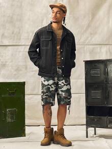 Norleigh Men/Boys Camouflage Cargo Shorts, Loose Straight Leg Casual Shorts With Pockets, Summer Street Style - Blue - View 8