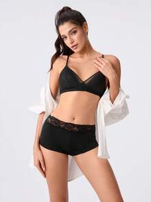 Loungeista 5pcs/Pack Women Lace Patchwork Seamless High Elasticity Cooling Briefs - Mixed color - View 8