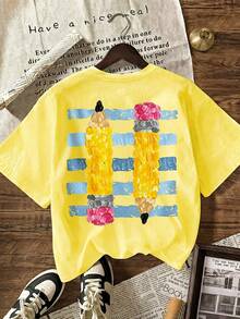 EMERY ROSE Back To School Teacher Shirt Retro Pencil Graphic Tee Cute Alphabet Classroom Top - Yellow - View 2