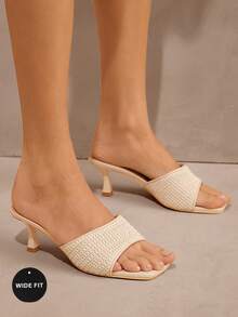 SHUZIA Wide Fit Women's Raffia Heeled Sandals For All-Day Comfort Mother's Day Present For Christmas Valentine's Day,Travel Essentials For Summer - Beige - View 4