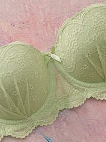 Elorette 2pcs Pink Women's Underwire Lace Bra Set - Multicolor - View 3