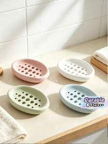 Bathroom Silicone Soap Dish With Drainage Tray, Soap Holder, Laundry Brush, Moisture-Proof Design - multicolor - View 1