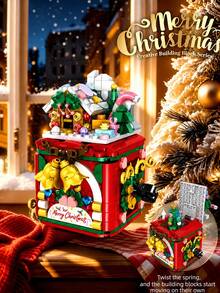 Mini Building Blocks Christmas Surprise Gift Box, DIY Assembly Bricks With Xmas House, Tree, Bells, Candy, Clockwork, Creative Desktop Ornament, Perfect Christmas Present - Multicolor - View 1