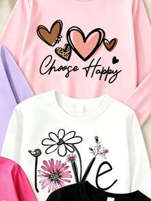 SHEIN 5PCS Young Girls T-Shirts - Multicolor - View 5