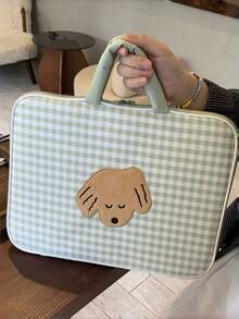 1PC Checkerboard Laptop Sleeve 11/13 Inch, Cute Cartoon Print Inner Bag For MacBook, Soft Protective Carrying Case, Home Office Travel Storage Pouch, Women Gift - A - View 2