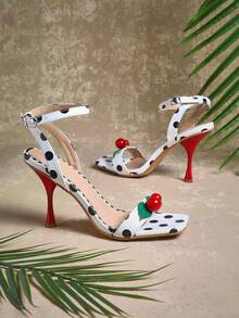 SHUZIA Talons aiguilles à pois pour dames avec décorations de cerises - Multicolore - Voir 3