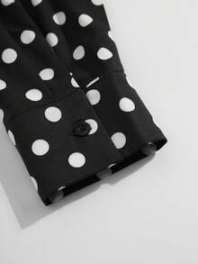 GlowEve CURVE Setelan 2 Potong Kemeja Polkadot Vintage + Rok Lipit Burgundy untuk Musim Gugur - Hitam - View 7