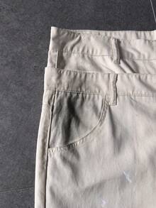 ROMWE MEN Men's Double Waistband Wide Leg Casual Denim Jeans With Pockets - Apricot - View 6