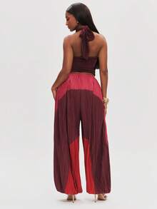 NYA SZN Bottom Pant Cropped Baggy Color Block Pleated Brunch Date Night ...
