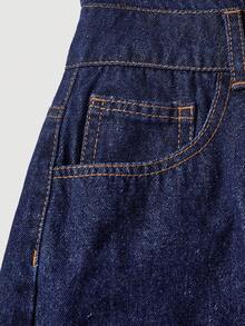 Sweetra Casual Denim Dress For Women - Blue - View 4