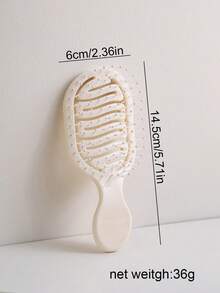Mini Ivory Hollow Portable Styling Hair Brush, Salon Beauty Travel Essential Hair Comb Tool Accessory, Unisex, Suitable For Dry And Wet Hair, Multi-Functional Detangling Brush, Suitable For All Hair Types - White - View 7