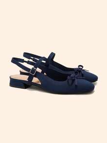 CUCCOO BASICS 女款春夏秋簡約經典編織面料圓頭平底鞋，適合通勤、約會、派對 A - 深藍色 - 查看 2