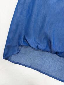 Glimmora Women's Denim Effect V-Neck Layered Top - Blue - View 5