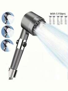 High Pressure Shower Head Set With Filter, 4 Spray Modes Handheld Shower With Pause Switch, Massage Water Saving Large Bathroom Shower, Includes Hose & Holder - various - View 9