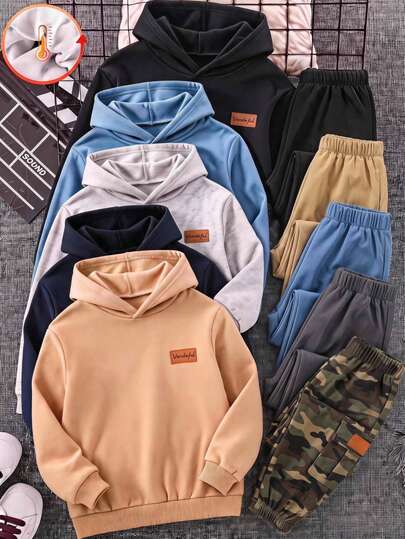 SHEIN Compre 2 Leve 1 Grátis Calça Jogger Cargo Preta Casual Solta para Meninos Pré-Adolescentes, Calça Cargo Cáqui, Partes Inferiores Básicas, Adequado para Outono/Inverno, Escola, Reuniões Familiares, Férias, Festa, Look de Outono, Look de Inverno