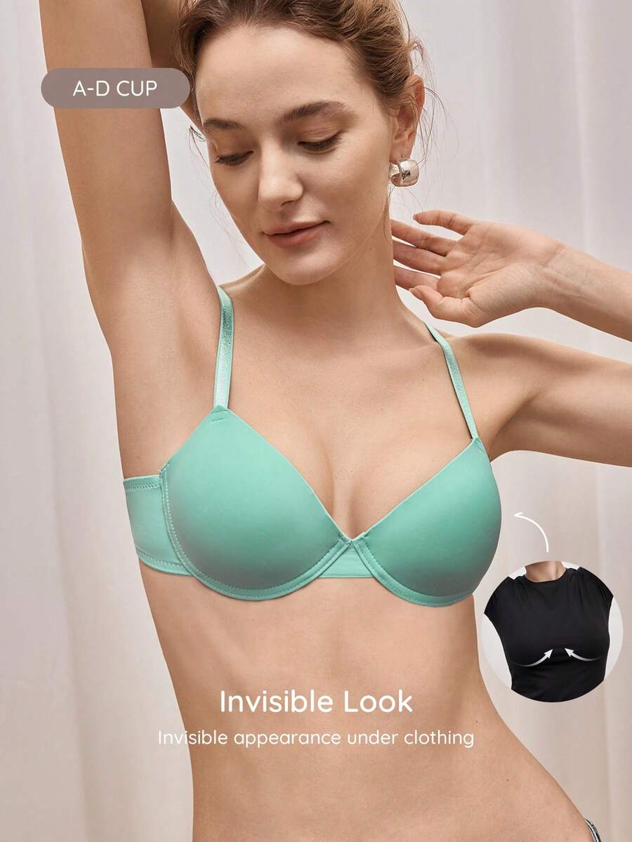 Bralution 1 buah Bra Wanita Polos Nyaman dengan Kawat Penyangga - Biru - View 1