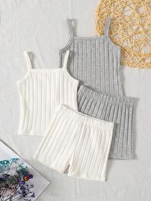 SHEIN Young Gir Spring/Summer Camisole & Shorts 2-Piece Underwear Set - Multicolor - View 4