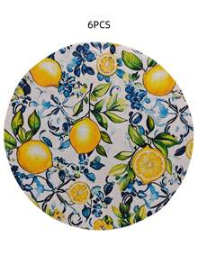 1/2/4/6/8/300入 奢華水果主題餐墊 新鮮檸檬復古藍色圖案 可機洗 聚酯纖維 耐熱 防污 防水 易清潔 春季節日廚房居家裝飾 成人用 - 彩色 - 查看 24