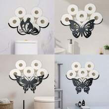 1 Set Adjustable Extendable Tissue Storage Rack Flexible Easy Install Durable Hanging Tissue Holder Space Saving Creative Decorative Paper Roll Organizer For Bathroom Kitchen Bedroom Apartment Indoor Household Tidy Home Decor Storage Supplies - Black - View 4