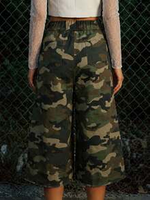 Zerodot Women Green Camouflage Denim Jorts Casual Daily - Army Green - View 5