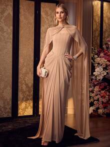 MOTF Soiréza ELEGANT WOMEN'S GRACEFUL STRAPLESS BACKLESS GOWN FOR FORMAL PARTIES, ANNIVERSARY CELEBRATIONS - Khaki - View 6