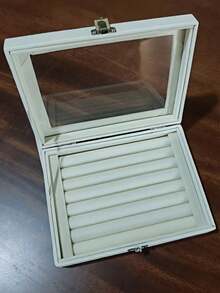 Caja de almacenamiento de anillos de terciopelo con tapa transparente, bandeja organizadora de exhibición de anillos, estuche de almacenamiento de joyas para anillos, pequeño soporte de joyas para exhibición en el hogar y la tienda - Multicolor - Ver 6