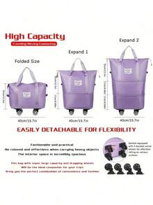 Large Wheeled Travel Luggage Bag, Expandable And Foldable, Detachable Wheels, Carry-On Travel Bag - A - View 10