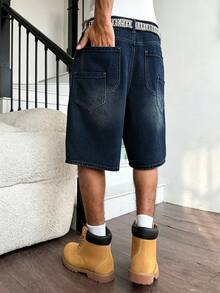 Manfinity Hypemode American Hip-Hop Style Bag-In-Bag Design Unisex Denim Shorts - Blue - View 5