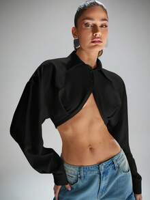 Denimoi Camisa abotonada corta con cuello - Negro - Ver 1