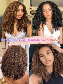 Pixie Curl Hair Bundles Solid Color 30# Double Drawn Hair Weft One Hair Donor Virgin Human Hair Weaves 12a Grade SDD Full End - S30# - View 6