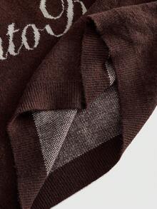 ROMWE MEN Street Life Men's Crew Neck Letter Jacquard Knit Sweater Street Fashion - Brown - View 7