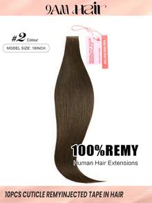 Cuticle Remy Seamless Injected Hand-Tied Pro Quality Virgin Human Hair Invisible Tape In Hair Extensions Human Hair Natural Black 10PCS 25G Straight Tape Ins Tape In Hair Tape Ins Hair Extensions - S2 - View 2