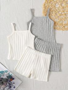 SHEIN Young Gir Spring/Summer Camisole & Shorts 2-Piece Underwear Set - Multicolor - View 5