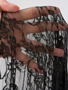 Viva Relle Plus Size Women's Sexy Lace Dress With Side Slit Hem Fall - Black - View 7