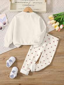 Tween Girls Crew Neck Casual Drop Shoulder Sweatshirt & Slim Fit Leggings 2 Pieces Set - Multicolor - View 2