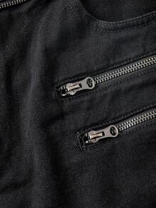 ROMWE Celana Pendek Denim Wanita Ukuran Plus Serbaguna Gaya Y2K Hot Girl Warna Hitam dengan Desain Resleting - Hitam - View 4