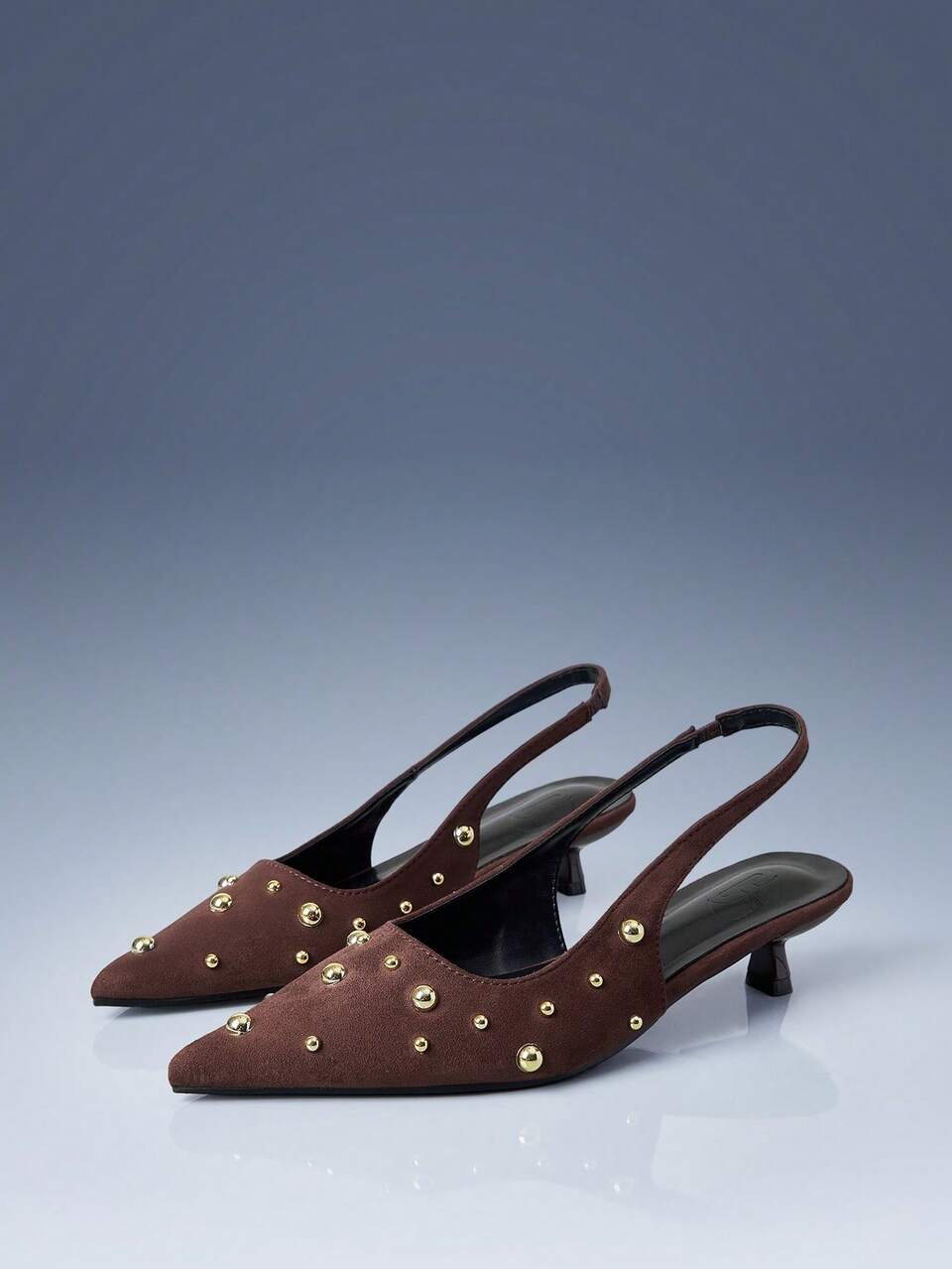 CUCCOO GRLICON Women Shoes Light Luxury Spice Girls Fashion Women Shopping Party Spring And Summer Suede Metal Rivets Pointed Thin Heel Empty Sandals Kitten Heels Fall Shoes