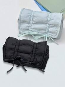 Large Capacity Stationery Storage Bag – Bow Decor Pencil Case For School Office, 4 Colors Available (White/Blue/Green/Black) - Butterfly Ribbon - View 4