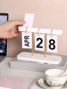 Minimalist Flip Page Desktop Calendar Nordic Creative Perpetual Daily Appropriate For Living Room Dining Table Coffee Table Office Desk Etc Reusable Flip Calendar Desktop Accessories New Home Decor Back-To-School Summer - I - View 6