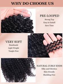 Boho Braids Kinky Curly Remy 100% 真人髮 預分束鉤編髮接髮 羽毛髮 骨髮 自然黑 - SNatural - 查看 4