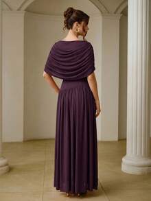 ZEYLAH Women's Solid Color Pleated Casual Party Long Dress - Bold Plum - View 6