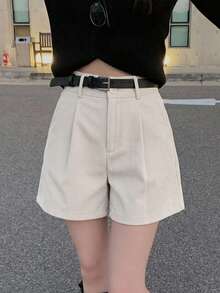 Dazy Tall Women's Short Pleated Casual Shorts Fall - Apricot - View 7